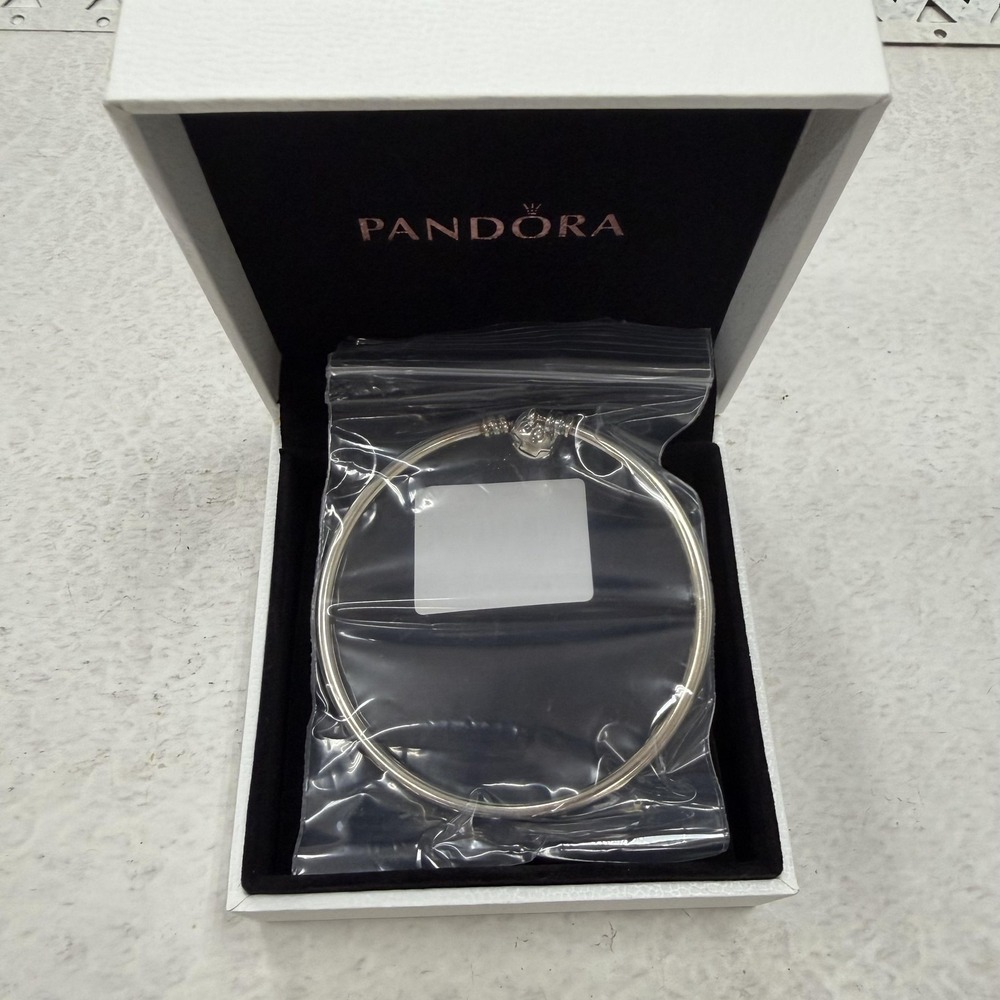 Pandora Moments Sterling Silver 925 Bangle Bracelet 7.9in Ball Clasp 590702HV-20
